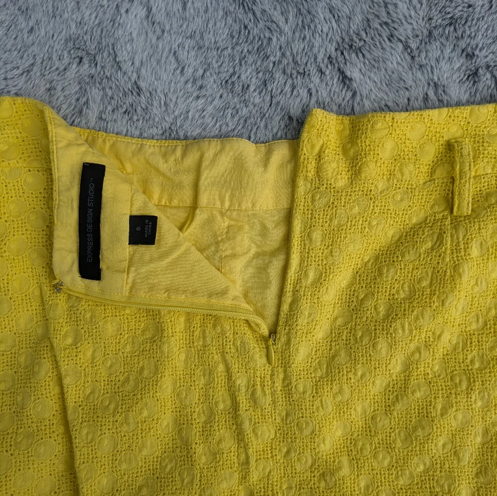 Express Design Studio Eyelet‎ A-Line Mini Skirt Yellow Size 6